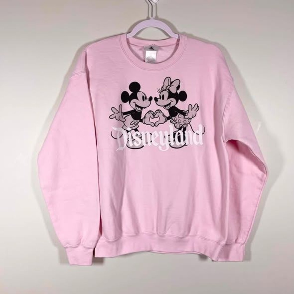 Disneyland Mickey Minnie Valentines Crewneck Sweatshirt Wms Medium Light Pink
